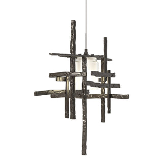 Buy oil-rubbed-bronze-with-cast-glass-yc-glass-and-white-shade Tura Mini Pendant by Hubbardton Forge