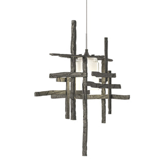 Buy natural-iron-with-cast-glass-yc-glass-and-white-shade Tura Mini Pendant by Hubbardton Forge
