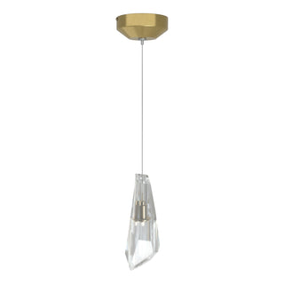 Buy modern-brass-and-clear-textured-shade Luma Mini Pendant by Hubbardton Forge
