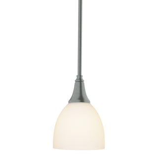 Buy vintage-platinum-with-opal-glass-gg-glass-and-white-shade Trumpet Pendant by Hubbardton Forge