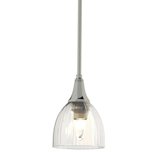Buy sterling-with-water-glass-ll-glass-and-white-shade Trumpet Pendant by Hubbardton Forge