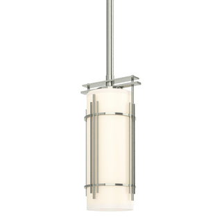 Buy sterling-with-opal-glass-gg-glass-and-white-shade Paralline Mini Pendant by Hubbardton Forge