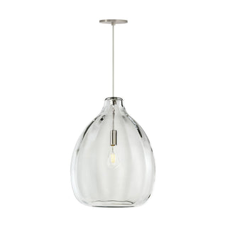 Buy satin-nickel-with-hand-blown-glass-with-soft-glow-glass Harper Outdoor (Damp) Pendant by Visual Comfort Modern