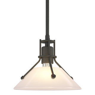 Buy natural-iron-with-frosted-glass-fd-glass-and-white-shade Henry Mini Pendant by Hubbardton Forge