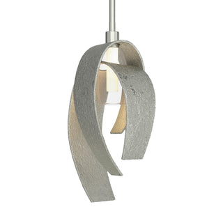 Buy sterling-with-clear-glass-with-frosted-diffuser-ye-glass-and-silver-gray-shade Corona Pendant by Hubbardton Forge