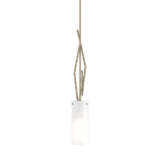 Buy soft-gold-with-opal-glass-gg-glass-and-white-shade Brindille Mini Pendant by Hubbardton Forge