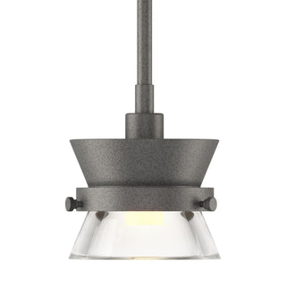Buy natural-iron-with-clear-glass-zm-glass-and-clear-shade Apparatus Mini Pendant by Hubbardton Forge