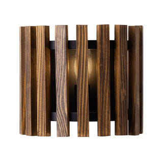 Buy matte-black-medium-walnut-and-woven-natural-shade Suratto Sconce by Varaluz