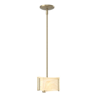 Buy soft-gold-with-amber-swirl-glass-aa-glass-and-amber-brown-shade Exos Glass Pendant by Hubbardton Forge