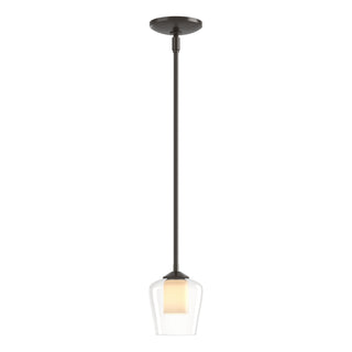 Buy oil-rubbed-bronze-with-clear-glass-with-opal-diffuser-zu-glass-and-clear-shade Simple Lines Pendant by Hubbardton Forge