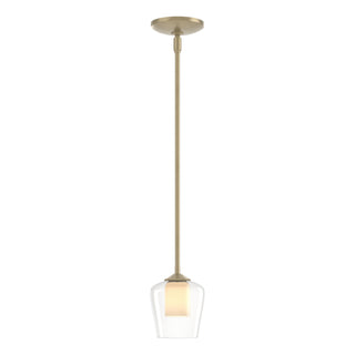 Buy soft-gold-with-clear-glass-with-opal-diffuser-zu-glass-and-clear-shade Simple Lines Pendant by Hubbardton Forge