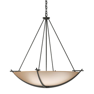 Buy natural-iron-with-sand-glass-ss-glass-and-amber-brown-shade Compass Chandelier by Hubbardton Forge