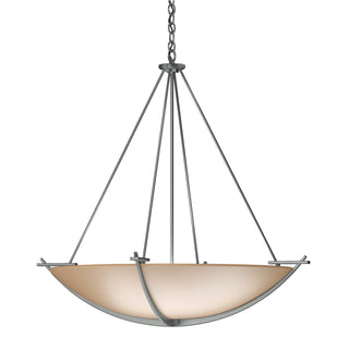Buy vintage-platinum-with-sand-glass-ss-glass-and-white-shade Compass Chandelier by Hubbardton Forge