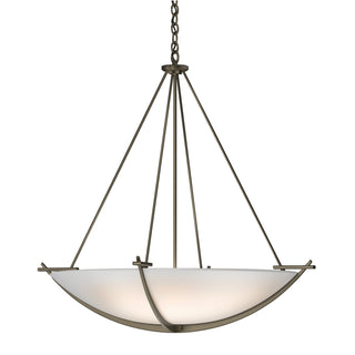 Buy soft-gold-with-opal-glass-gg-glass-and-white-shade Compass Chandelier by Hubbardton Forge