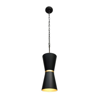 Buy matte-black-french-gold-and-black-shade Mad Hatter Pendant by Varaluz