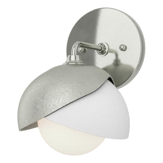 Buy sterling-with-opal-glass-gg-glass-and-white-shade Brooklyn Sconce by Hubbardton Forge