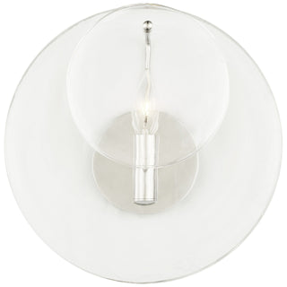 Buy polished-nickel-with-clear-strie-glass-glass Loire Outdoor (Damp) Sconce by Visual Comfort Signature