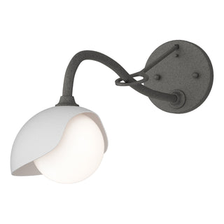 Buy natural-iron-with-opal-glass-gg-glass-and-white-shade Brooklyn Sconce by Hubbardton Forge