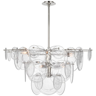 Buy polished-nickel-with-clear-strie-glass-glass-and-clear-shade Loire Chandelier by Visual Comfort Signature