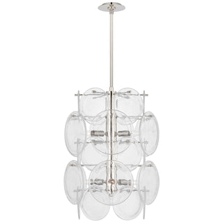 Buy polished-nickel-with-clear-strie-glass Loire Outdoor (Damp) Chandelier by Visual Comfort Signature