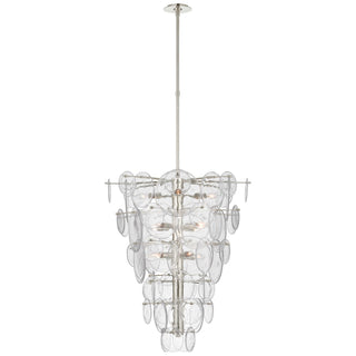 Buy polished-nickel-with-clear-strie-glass-glass-and-clear-shade Loire Outdoor (Damp) Chandelier by Visual Comfort Signature