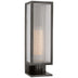 Bronze with Clear Ribbed Glass Glass and Clear Textured Shade