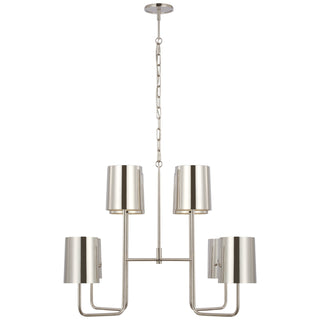 Buy polished-nickel-with-5-5-x-6-x-7-polished-nickel-glass Go Lightly Outdoor (Damp) Chandelier by Visual Comfort Signature