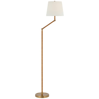 Buy antique-burnished-brass-and-natural-rattan-with-8-x-10-5-x-8-5-linen-glass Basden Floor Lamp by Visual Comfort Signature