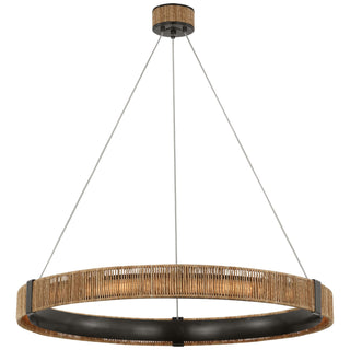 Buy bronze-and-natural-abaca Kayden Outdoor (Damp) Chandelier by Visual Comfort Signature