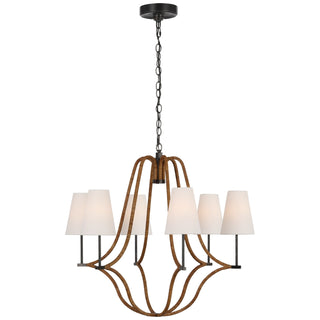 Buy bronze-and-natural-rattan Biscayne Outdoor (Damp) Chandelier by Visual Comfort Signature