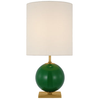 Buy green-with-10-x-10-x-11-linen-glass-and-white-shade Elsie Table Lamp by Visual Comfort Signature