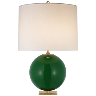 Buy green-with-16-x-16-x-12-cream-linen-glass Elsie Table Lamp by Visual Comfort Signature