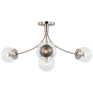 Buy polished-nickel-with-clear-glass-glass-and-clear-shade Prescott Outdoor (Damp) Semi Flush Mount Light by Visual Comfort Signature