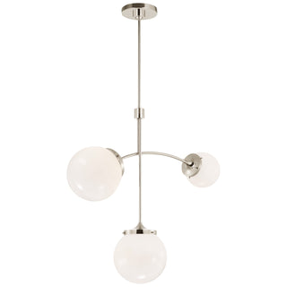 Buy polished-nickel-with-white-glass-glass-and-white-shade Prescott Outdoor (Damp) Chandelier by Visual Comfort Signature