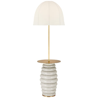 Buy antiqued-white-with-5-x-20-5-x-15-domed-linen-glass Phoebe Floor Lamp by Visual Comfort Signature