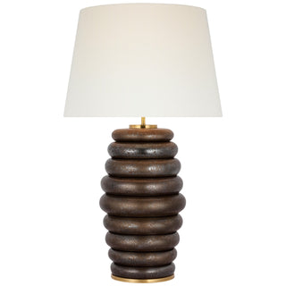 Buy crystal-bronze-with-16-75-x-21-x-14-linen-glass Phoebe Table Lamp by Visual Comfort Signature