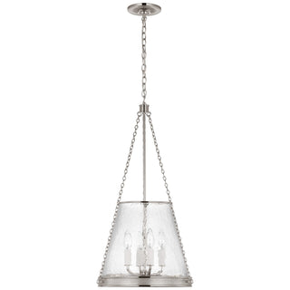Buy polished-nickel-with-clear-glass-glass-and-clear-textured-shade Reese Outdoor (Damp) Pendant by Visual Comfort Signature