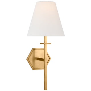 Buy hand-rubbed-antique-brass-with-4-x-8-x-7-5-linen-glass Olivier Outdoor (Damp) Sconce by Visual Comfort Signature