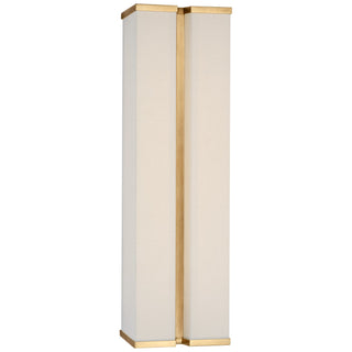 Buy hand-rubbed-antique-brass-and-linen Vernet Outdoor (Damp) Sconce by Visual Comfort Signature