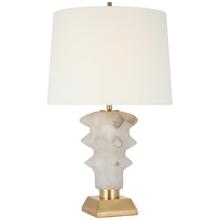 Buy alabaster-and-hand-rubbed-antique-brass-with-13-x-14-5-x-10-5-linen-glass Luxor Table Lamp by Visual Comfort Signature
