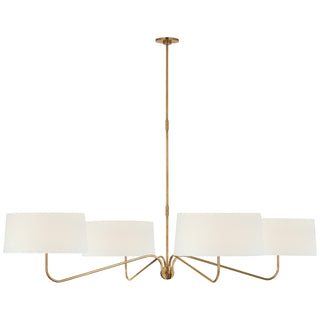 Buy hand-rubbed-antique-brass-with-15-75-x-17-x-8-linen-glass Canto Outdoor (Damp) Chandelier by Visual Comfort Signature