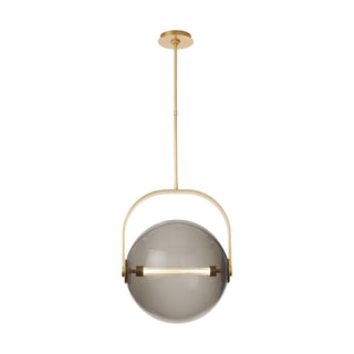 Buy natural-brass-with-glass-glass-and-smoke-shade Fues Outdoor (Damp) Pendant by Visual Comfort Modern