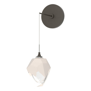 Buy dark-smoke-with-white-crystal-wp-glass-and-white-shade Chrysalis Sconce by Hubbardton Forge