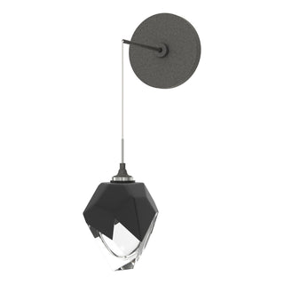 Buy natural-iron-with-black-crystal-bp-glass-and-black-shade Chrysalis Sconce by Hubbardton Forge