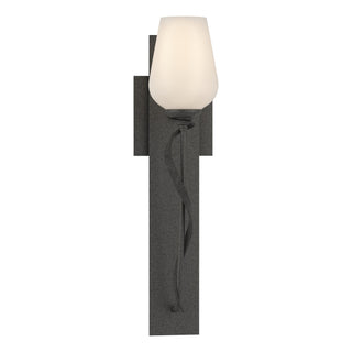 Buy natural-iron-with-opal-glass-gg-glass-and-white-shade Flora Sconce by Hubbardton Forge