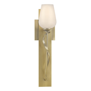 Buy modern-brass-with-opal-glass-gg-glass-and-white-shade Flora Sconce by Hubbardton Forge