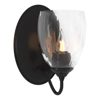 Buy black-with-water-glass-ll-glass-and-clear-textured-shade Simple Lines Sconce by Hubbardton Forge