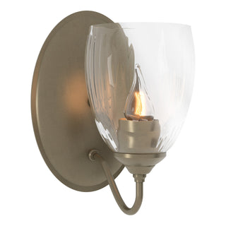 Buy soft-gold-with-water-glass-ll-glass-and-clear-textured-shade Simple Lines Sconce by Hubbardton Forge