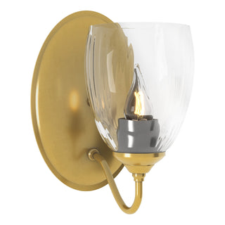 Buy modern-brass-with-water-glass-ll-glass-and-clear-textured-shade Simple Lines Sconce by Hubbardton Forge