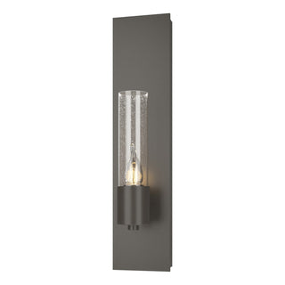 Buy dark-smoke-with-seeded-clear-glass-ii-glass-and-clear-seedy-shade Pillar Sconce by Hubbardton Forge
